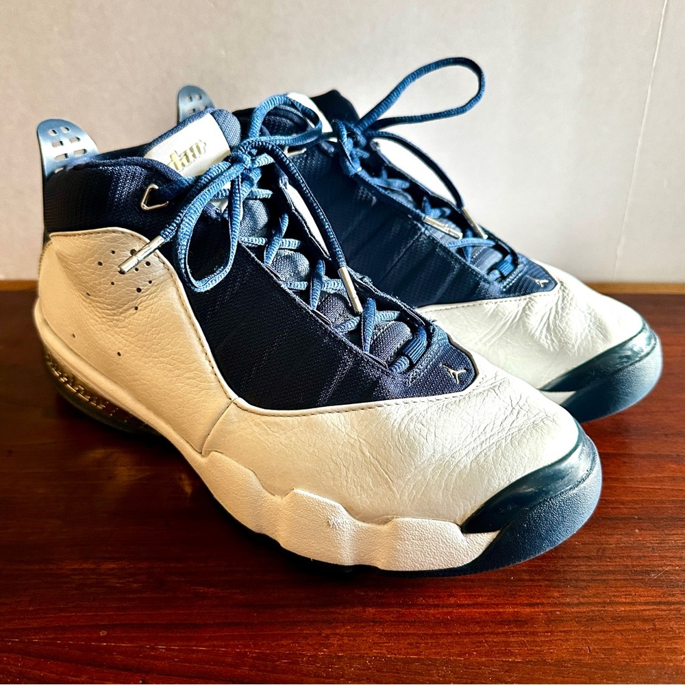 Nike Blue and White High-Top Athletic Shoes
